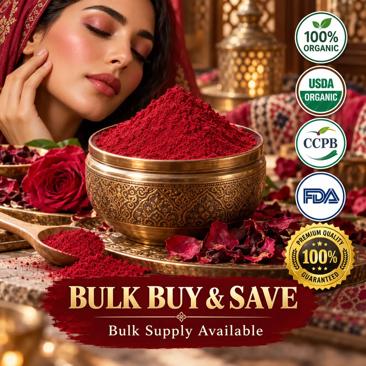 Aker fassi powder — traditional Moroccan rose pigment, bulk