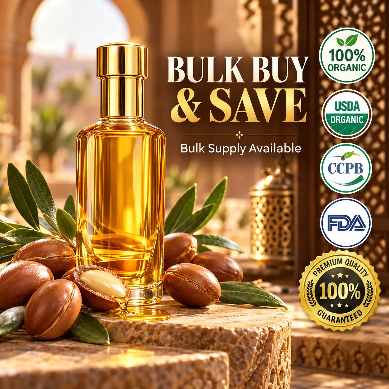 Moroccan argan oil bulk supply — wholesale cosmetic oil from Marrakech