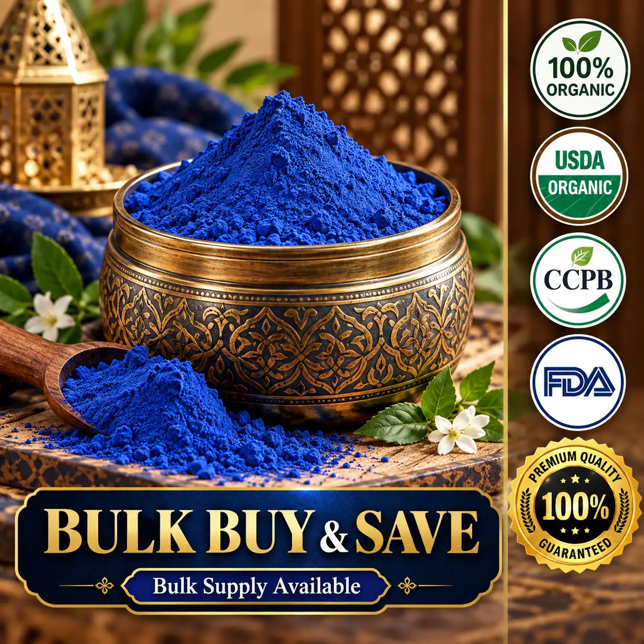 Blue nila powder — traditional Moroccan cosmetic ingredient, bulk