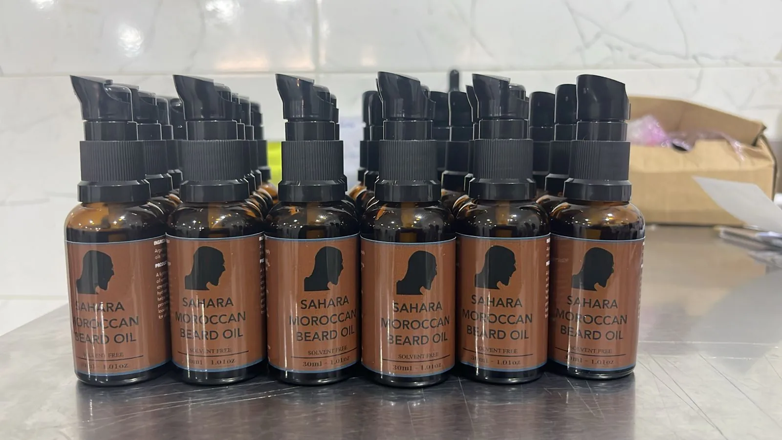 Morocco Cosmetic production line — bottled products packed at our Marrakech facility